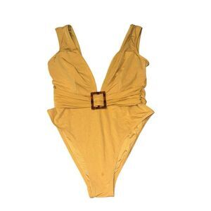 Golden One-Piece Swimsuit with Tortoise Belt NWT